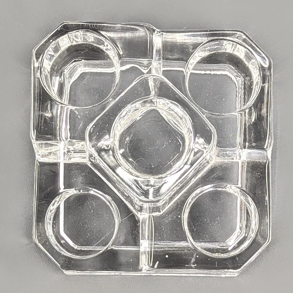 Heavy Clear Glass 5 Tiered Votive Taper Candle Holder Brutalist Geometric 6x6x4